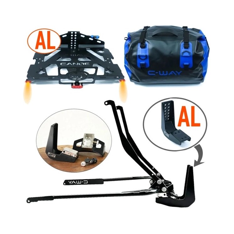 Pack Canoe aluminium 2.0 + 4 en 1 + Eclairage + sac noir et bleu pour Goldwing 2018 à 2025
